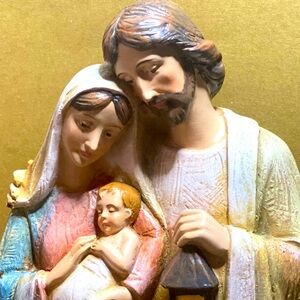 NATIVITY HOLY FAMILY FIGURINE W/BIBLE VERSE AVALON GALLERY MODE:B3366 SIZE 12"